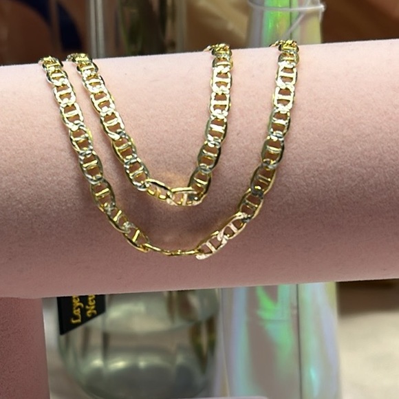 Jewelry - Sterling silver gold tone figaro chain necklace